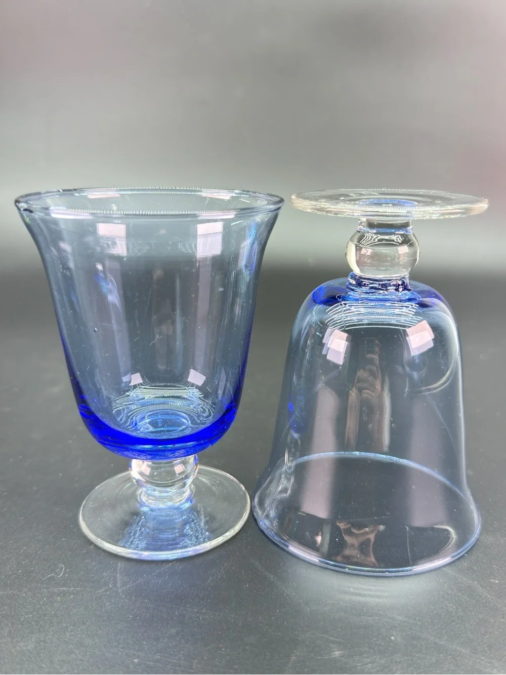 Handblown Cobalt Blue Glass Tumbler Pair